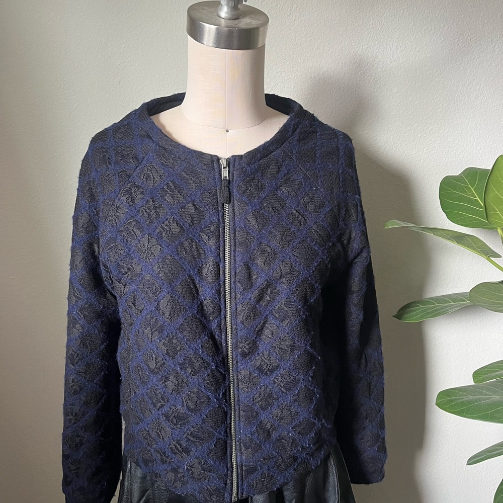 Elegant Navy Textured Women's Jacket